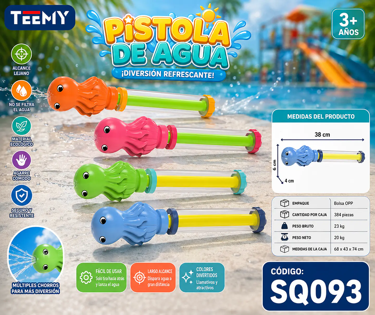 LANZA AGUA 38 CM PAQUETE 12 PIEZAS (SQ093) 1