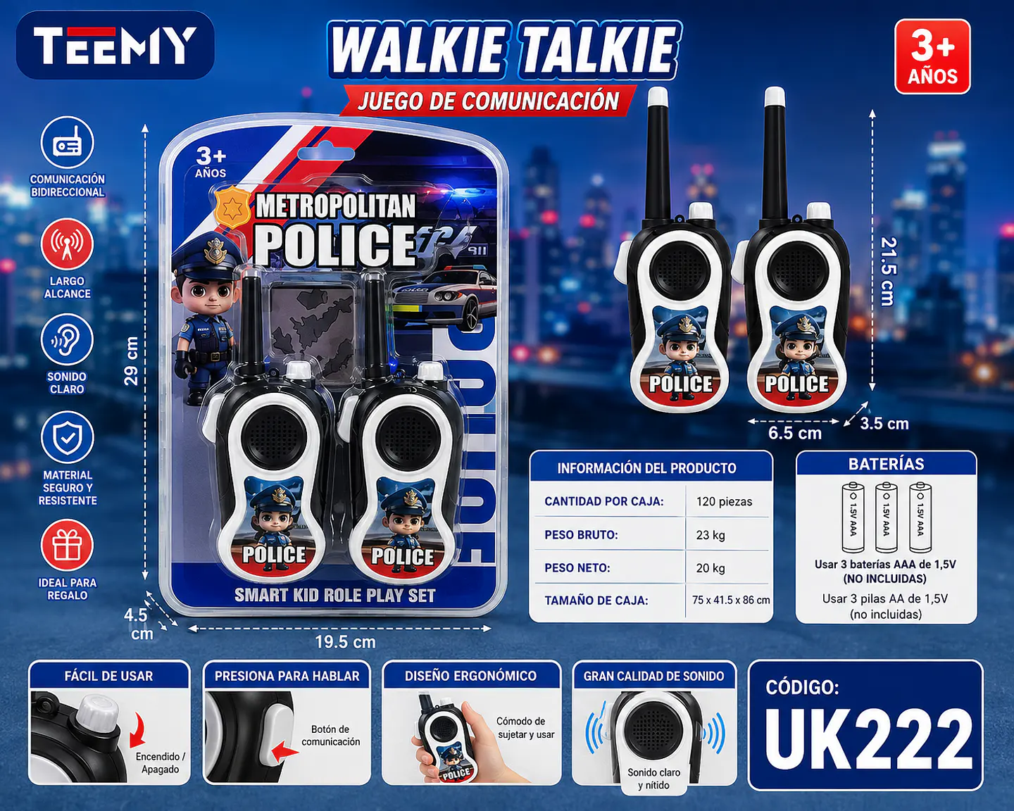 WALKIE TALKIE, 3 DEL MISMO POR MAYOR (UK222) 1
