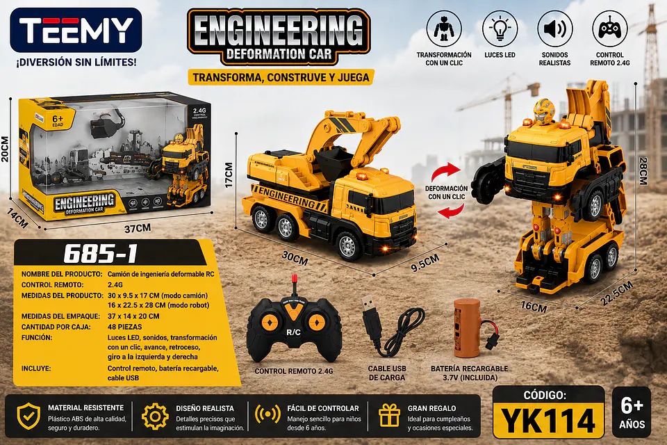 CARRO TRANSFORMER CONTROL REMOTO, 3 DEL MISMO POR MAYOR (YK114) 1