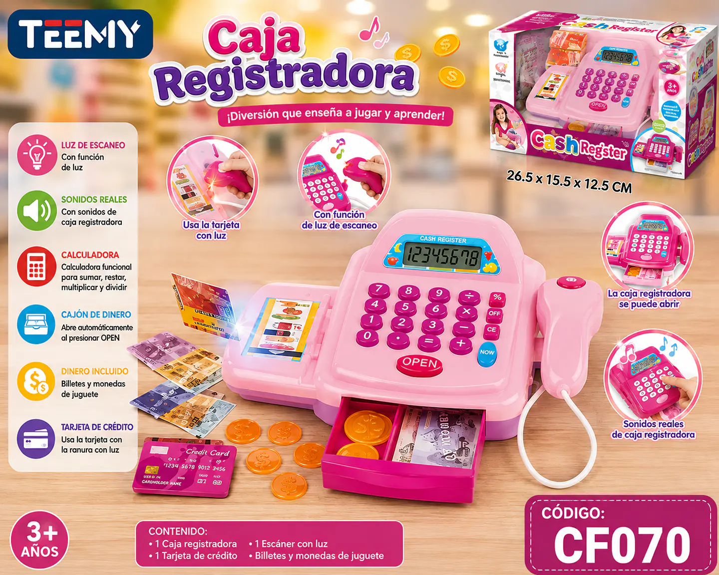 CAJA REGISTRADORA, 3 DEL MISMO POR MAYOR (CF070) 2