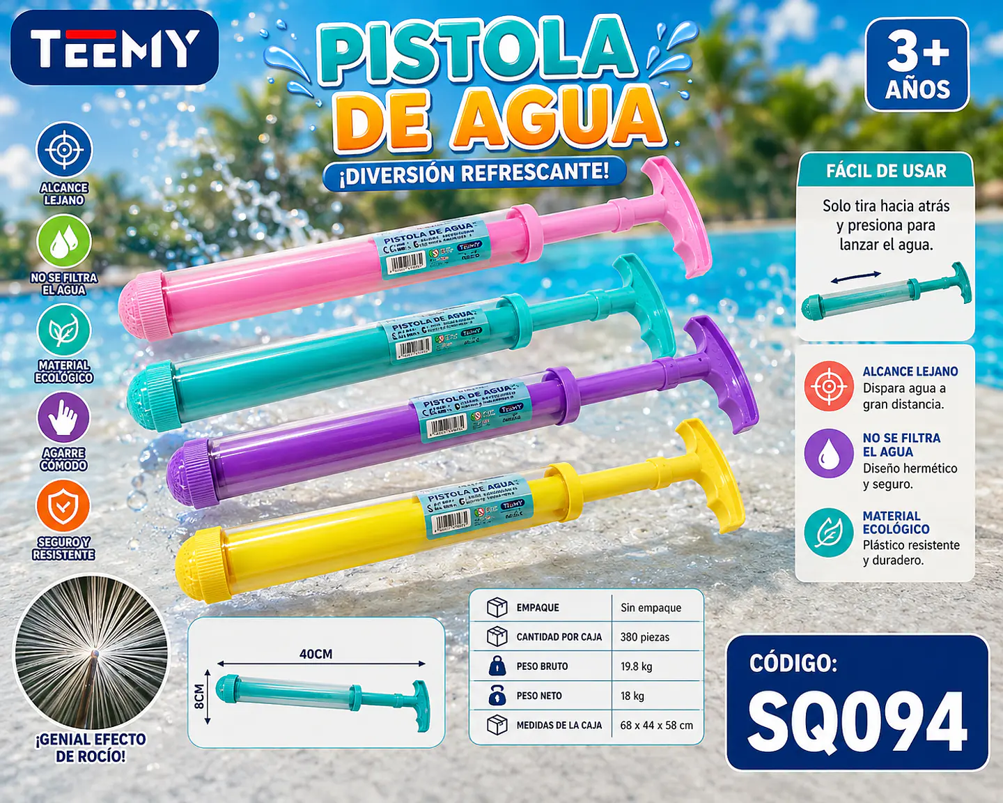 LANZA AGUA PAQUETE 12 PIEZAS (SQ094) 1