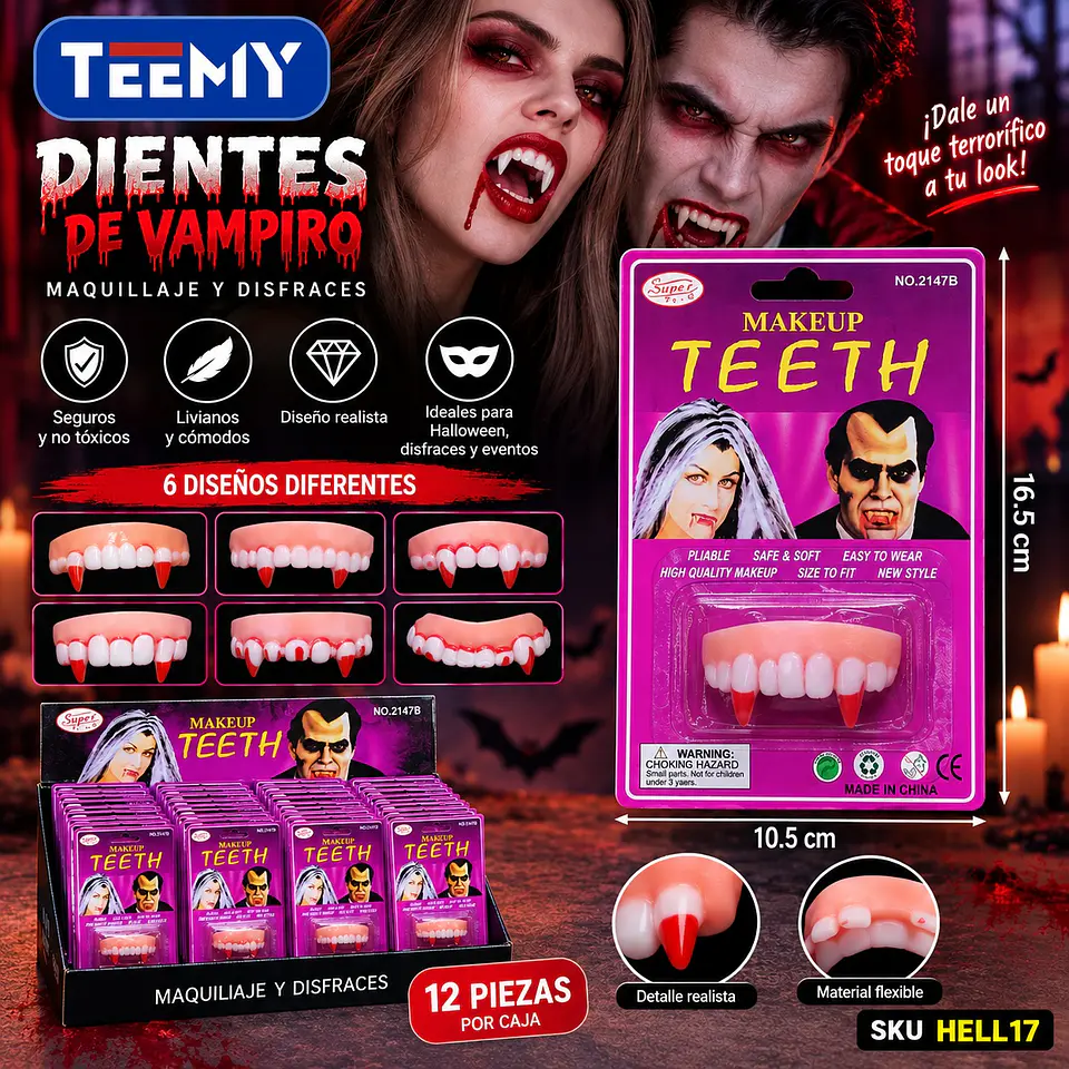 DIENTES MAQUILLAJE PAQUETE 12 PIEZAS (HELL17) 1