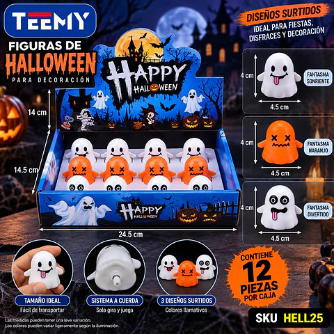 FANTASMAS CON LUCES PAQUETE 12 PIEZAS (HELL25)