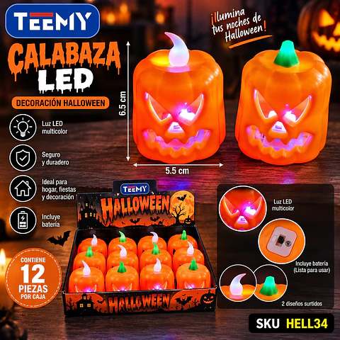 CALABERA CON LUZ PAQUETE 12 PIEZAS (HELL34)