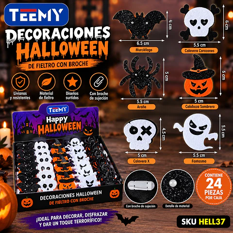 ADORNOS HALLOWEEN PAQUETE 24 PIEZAS  (HELL37)