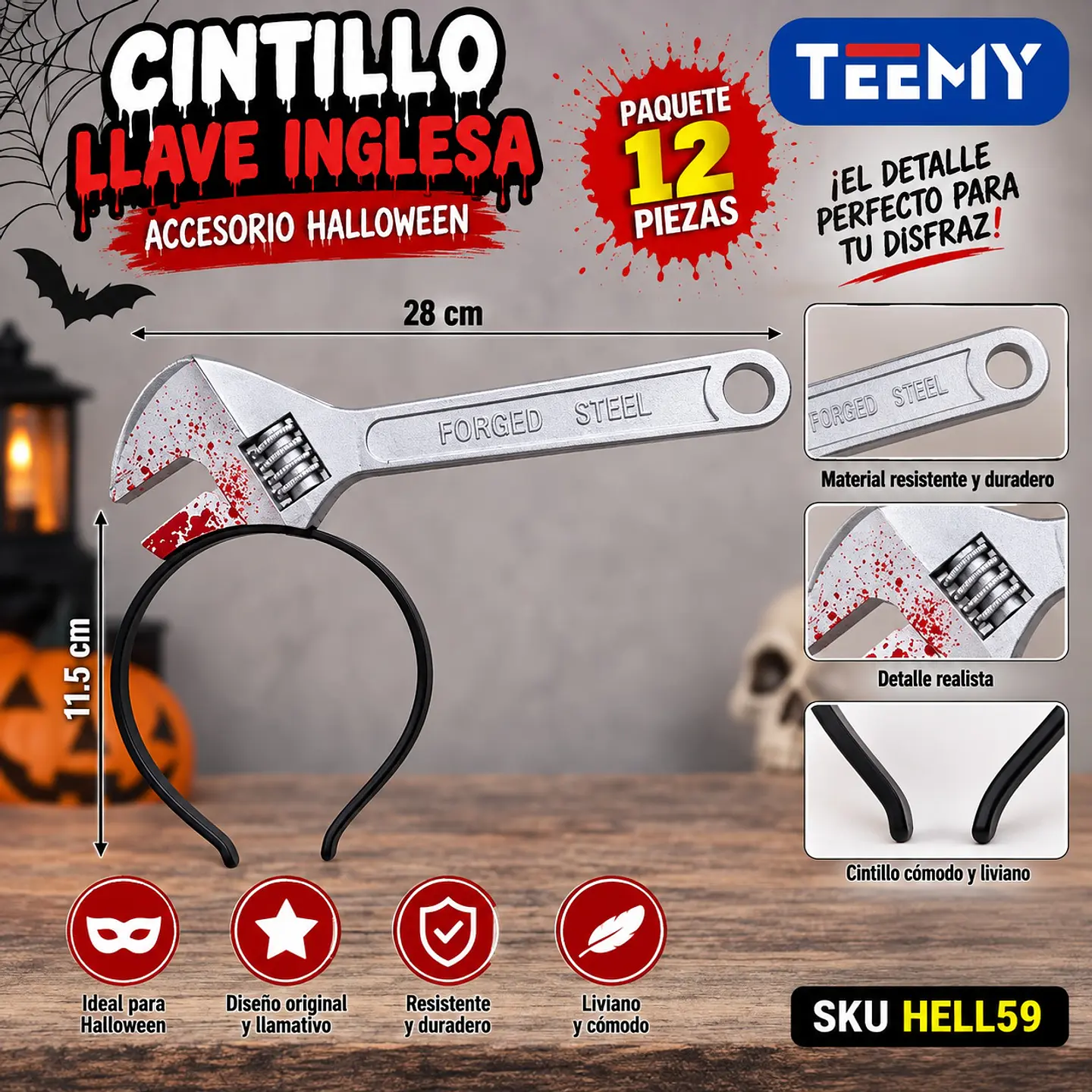 CINTILLO CON LLAVE PAQUETE 12 PIEZAS (HELL59) 1