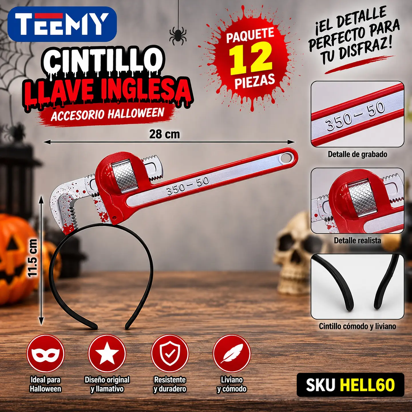 CINTILLO CON LLAVE PAQUETE 12 PIEZAS (HELL60) 1