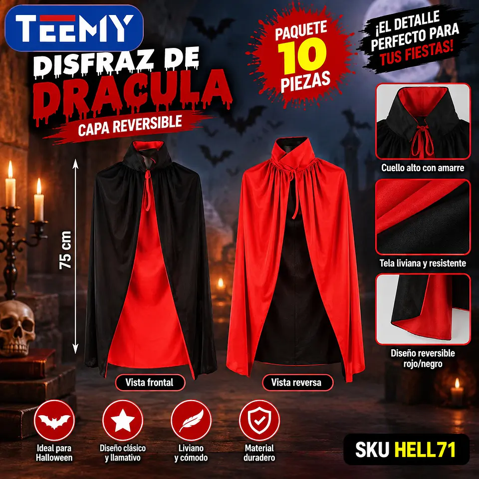 DISFRAZ 75 CM PAQUETE 10 PIEZAS (HELL71) 1