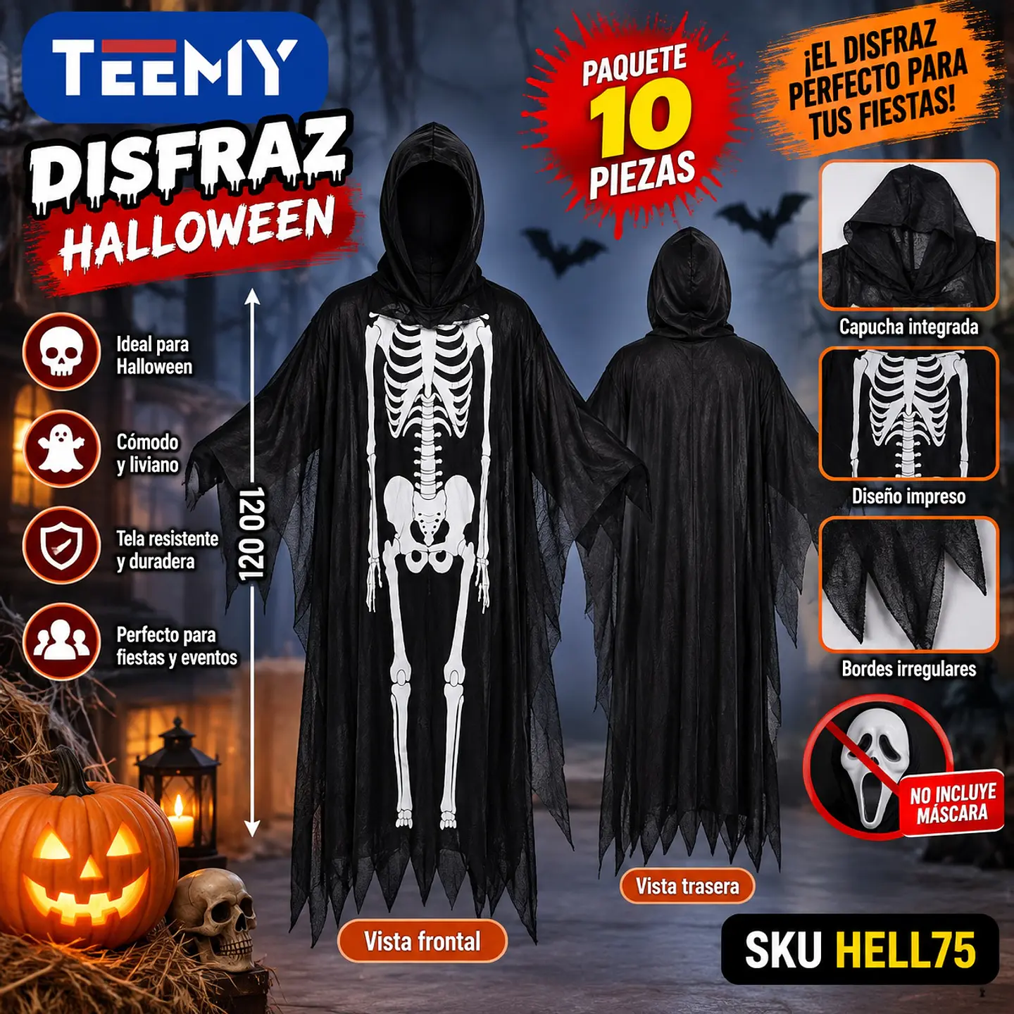 DISFRAZ INFANTIL PAQUETE 10 PIEZAS  (HELL75) 1