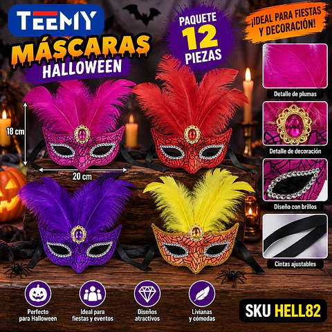 MASCARAS PAQUETE 12 PIEZAS (HELL82)