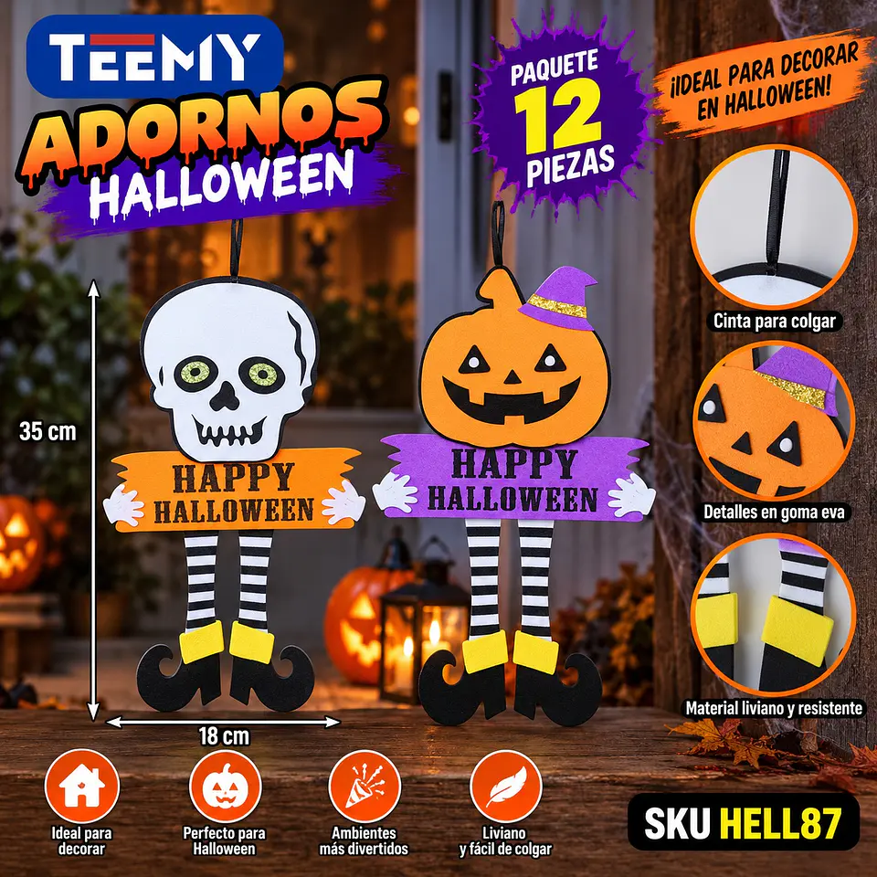 ADORNOS HALLOWEEN  PAQUETE 12 PIEZAS (HELL87) 1