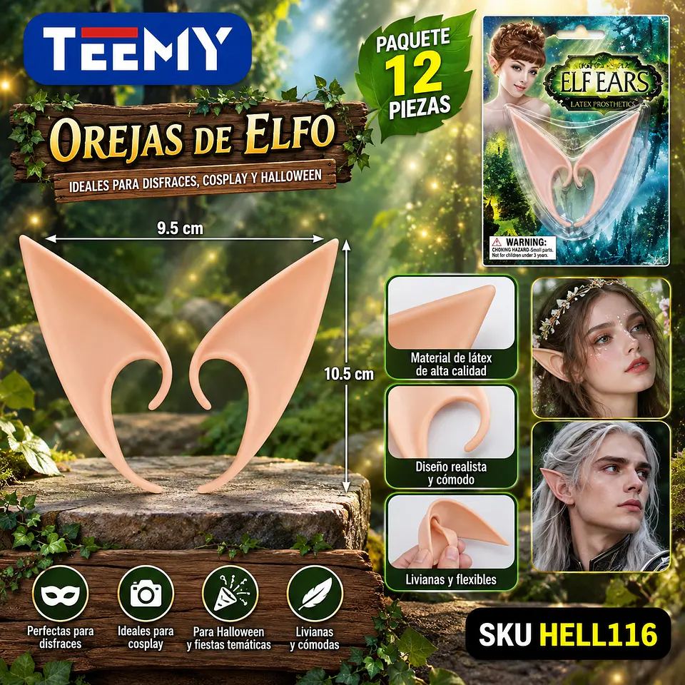 OREJAS DE ELFO PAQUETE 12 PIEZAS (HELL116) 1