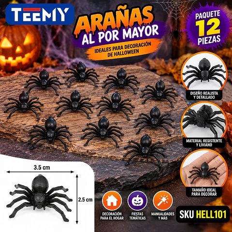 ARAÑAS AL POR MAYOR 12 PIEZAS (HELL101)