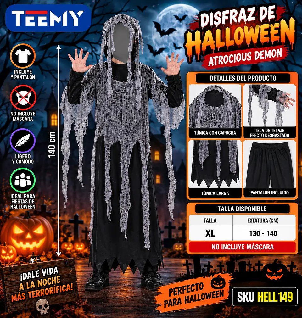 DISFRAZ HALLOWEEN  , 3 DEL MISMO POR MAYOR  (HELL149) 1