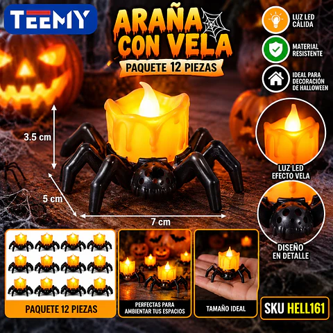 ARAÑA CON VELA PAQUETE 12 PIEZAS (HELL161)