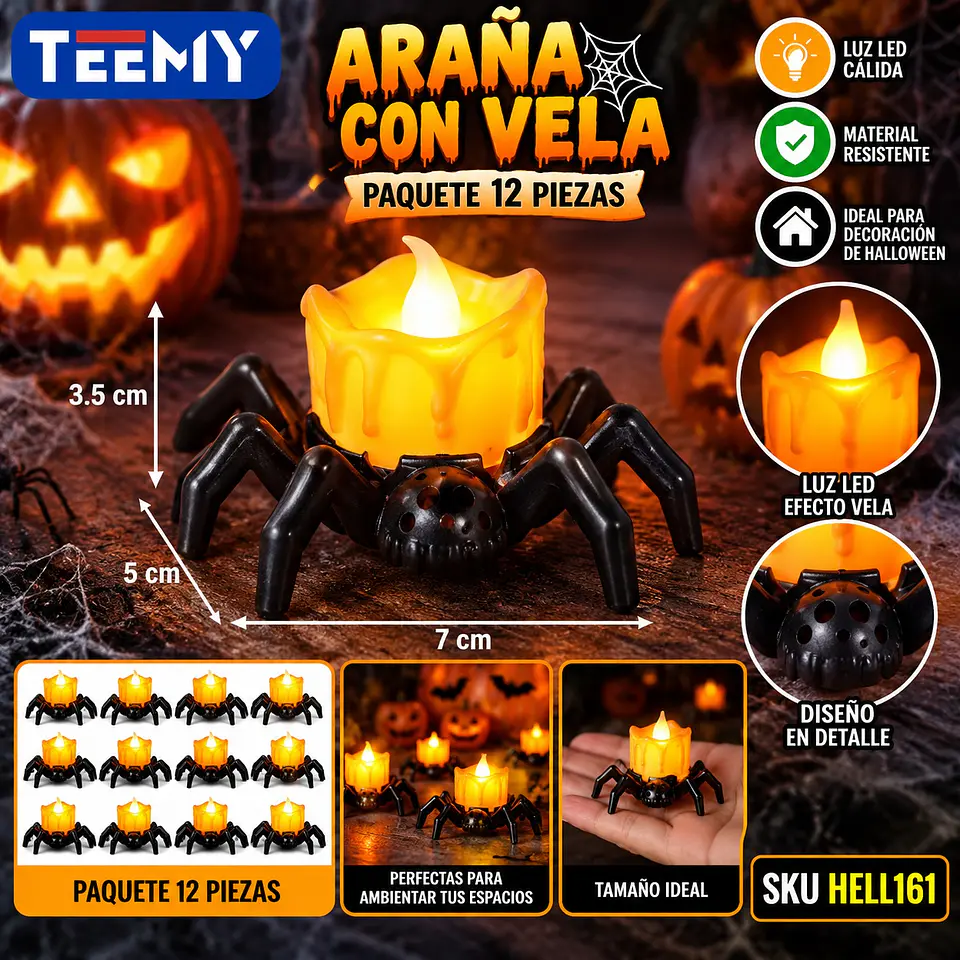 ARAÑA CON VELA PAQUETE 12 PIEZAS (HELL161) 1