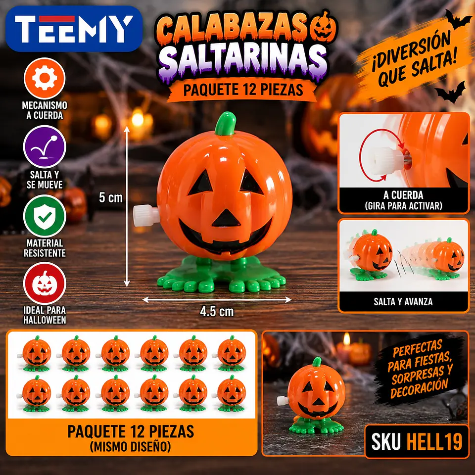 CALABAZAS SALTARINAS PAQUETE 12 PIEZAS (HELL19) 1
