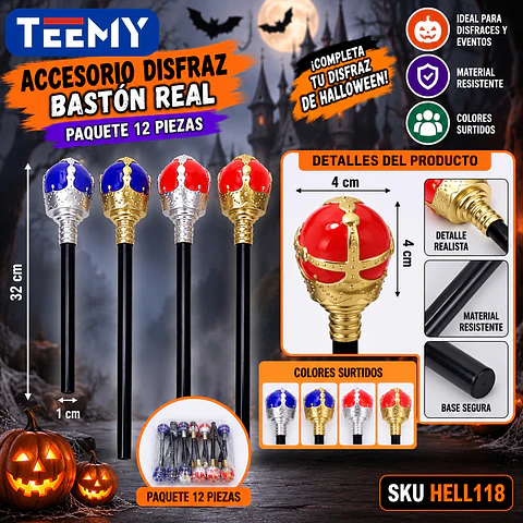 ACCESORIO DISFRAZ DE HALLOWEEN PAQUETE 12 PIEZAS (HELL118)