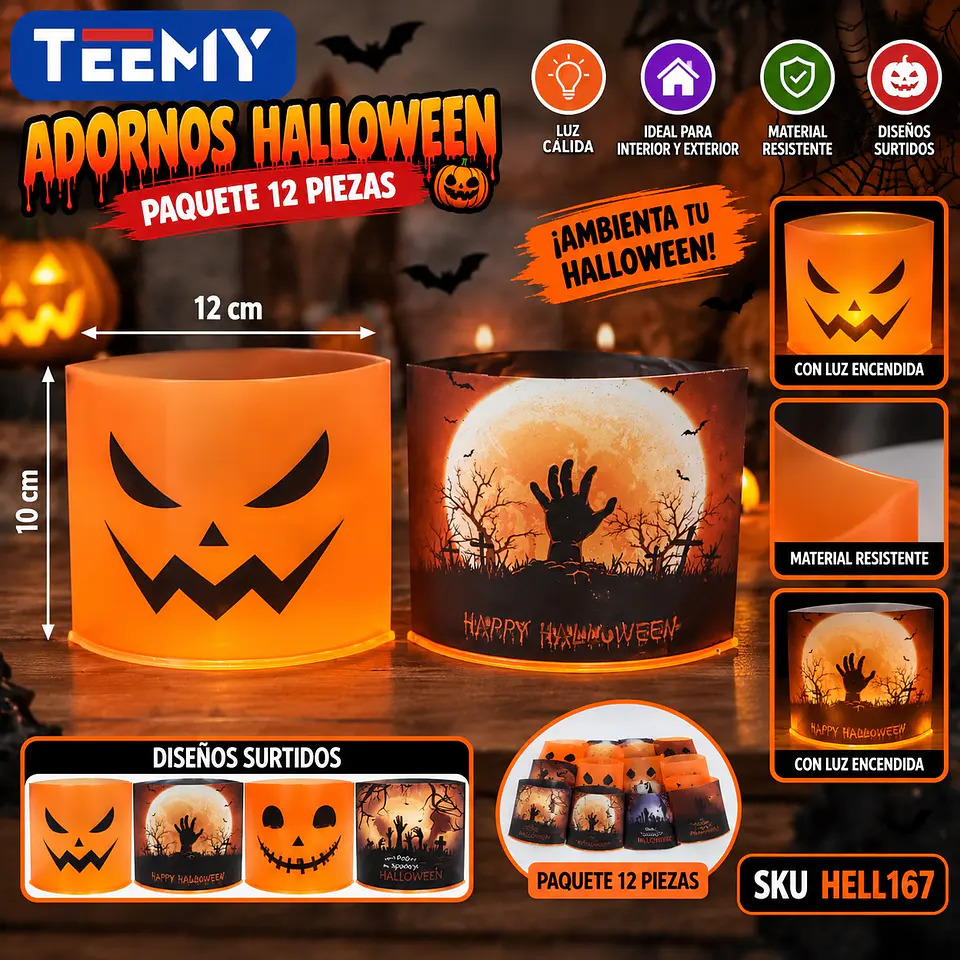 ADORNOS HALLOWEEN PAQUETE 12 PIEZAS (HELL167) 1