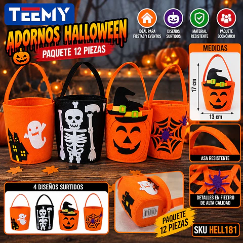 ADORNOS HALLOWEEN PAQUETE 12 PIEZAS (HELL181)