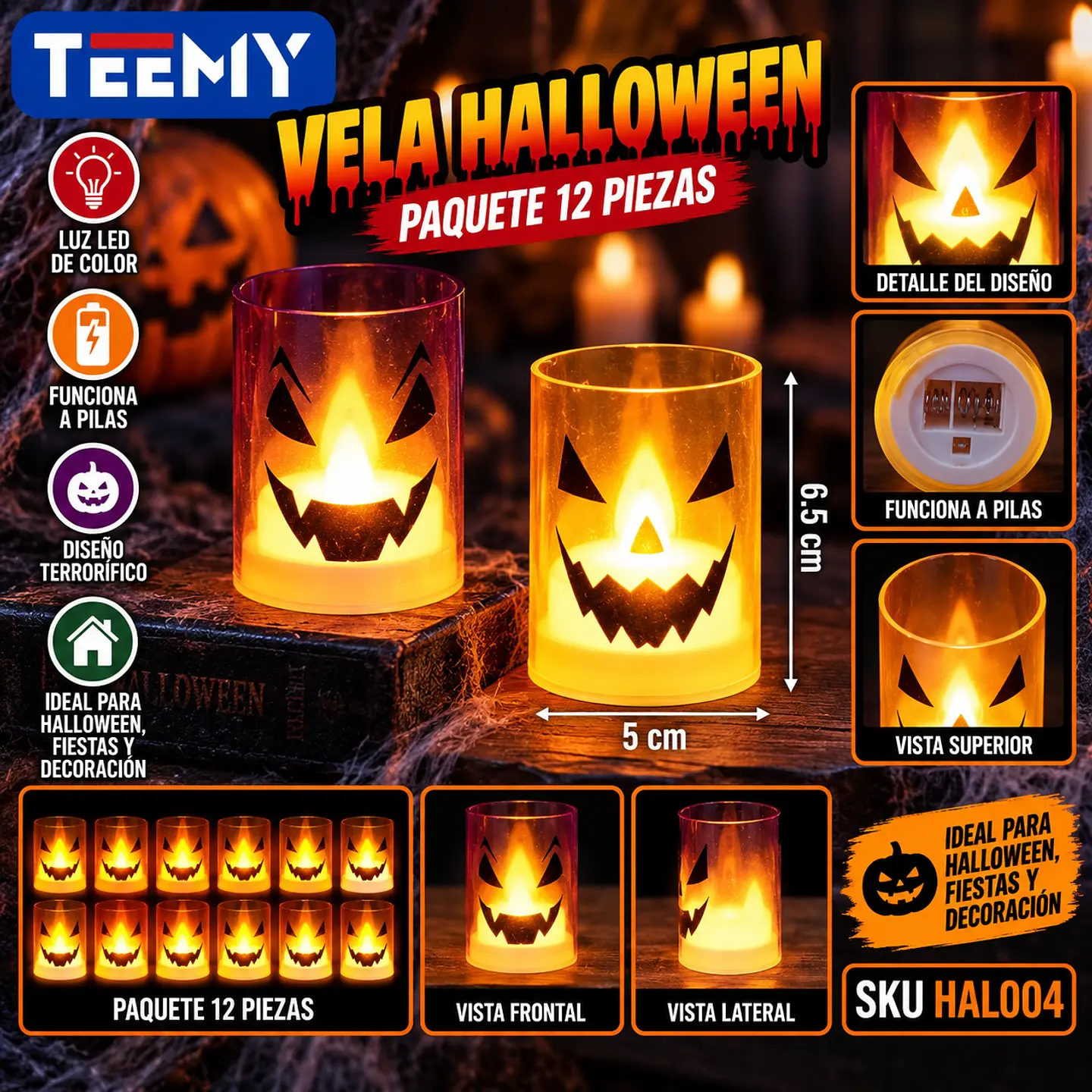 FANTASMITA LUMINOSO PAQUETE 12 PIEZAS (HAL004) 1