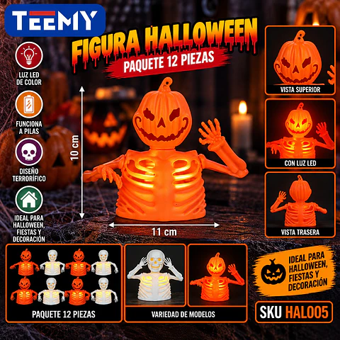 CALABERA LUMINOSA PAQUETE 12 PIEZAS HALLOWEEN (HAL005)