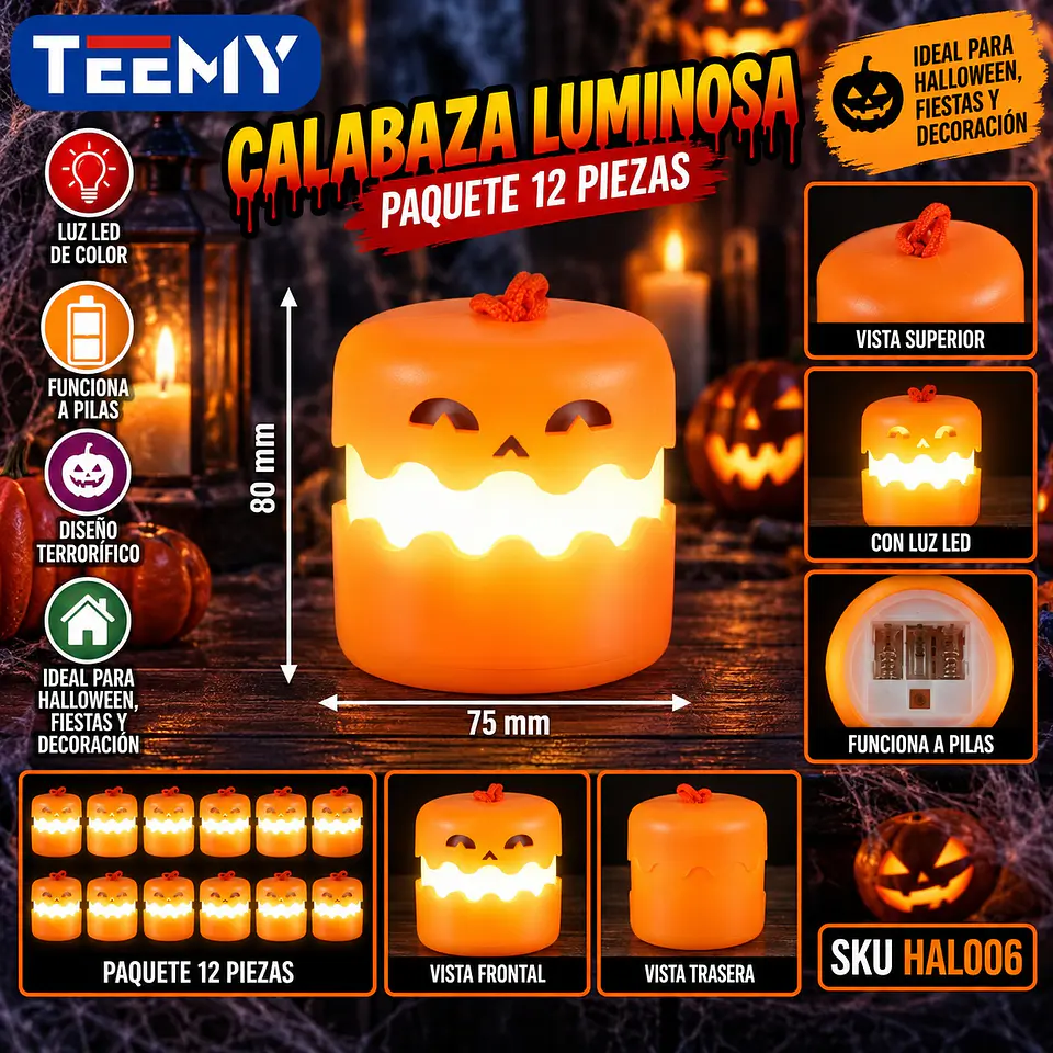 CALABERA LUMINOSA PAQUETE 12 PIEZAS (HAL006) 1