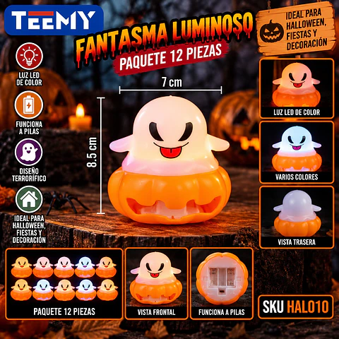 FANTASMITA LUMINOSO PAQUETE 12 PIEZAS (HAL010)