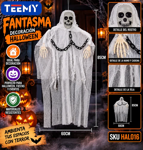 FANTASMA  DECORACION HALLOWEEN , 3 DEL MISMO POR MAYOR  (HAL016)
