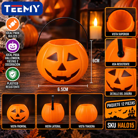 BALDE DE DULCES CALABAZA HALLOWEEN 6CM , 3 DEL MISMO POR MAYOR  (HAL015)
