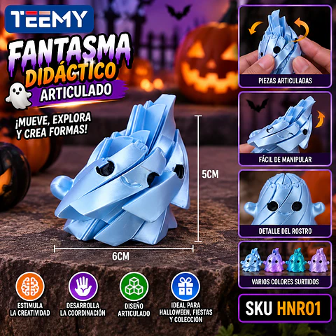 FANTASMA ARTICULADO DIDACTICO 3D HALLOWEEN POR ENCARGO, 3 DEL MISMO POR MAYOR (HNR01)