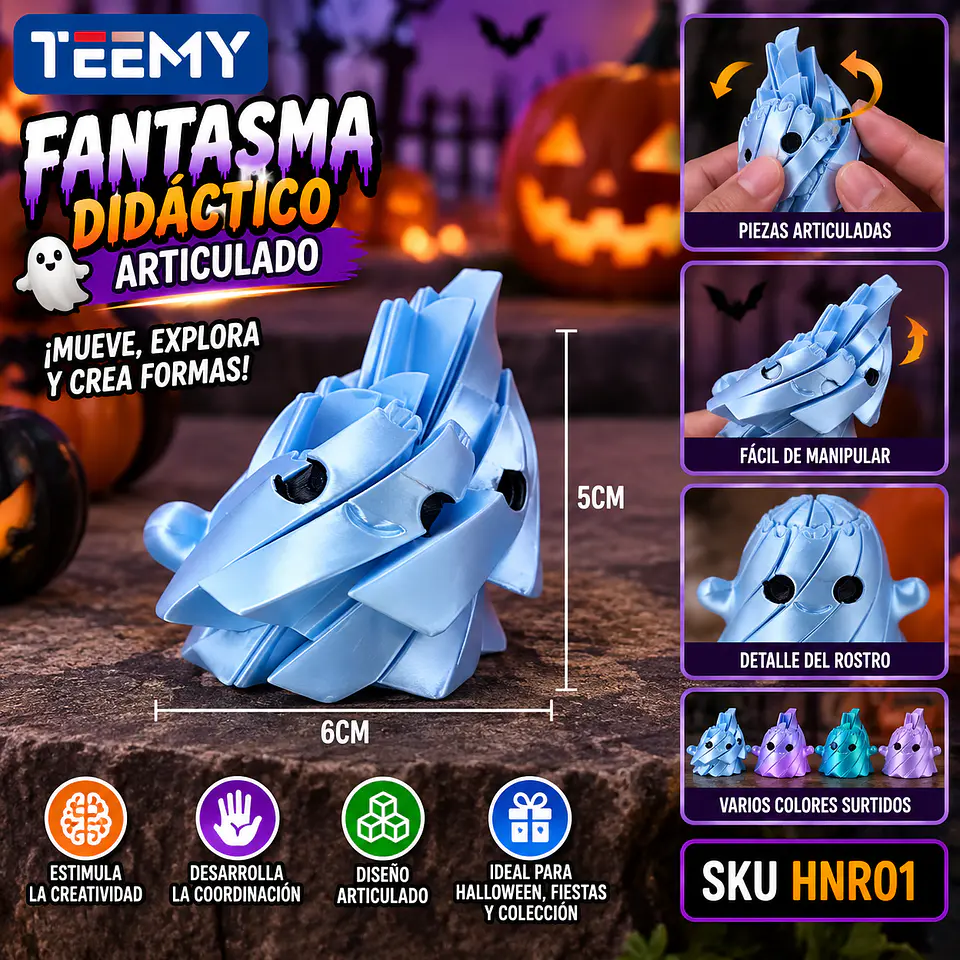 FANTASMA ARTICULADO DIDACTICO 3D HALLOWEEN POR ENCARGO, 3 DEL MISMO POR MAYOR (HNR01) 1