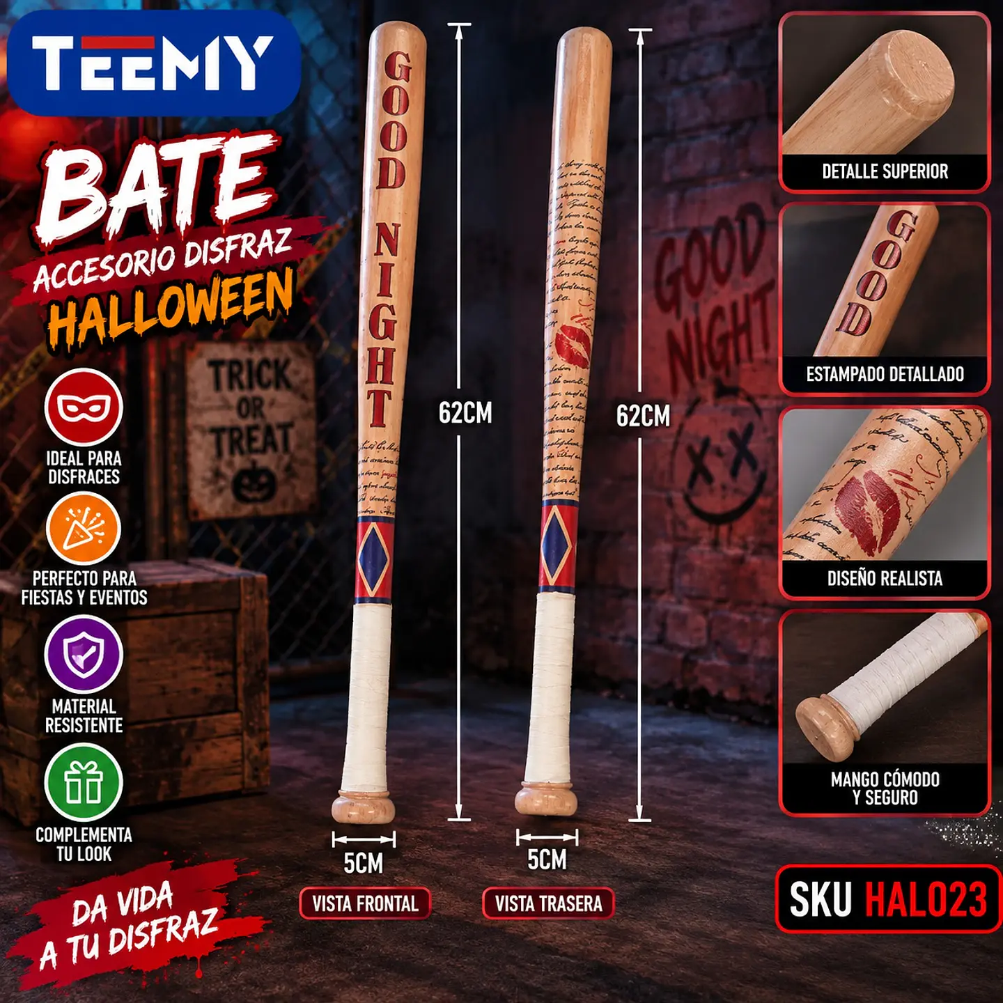 BATE ACCESORIO DISFRAZ HALLOWEEN, 3 DEL MISMO POR MAYOR  (HAL023) 1