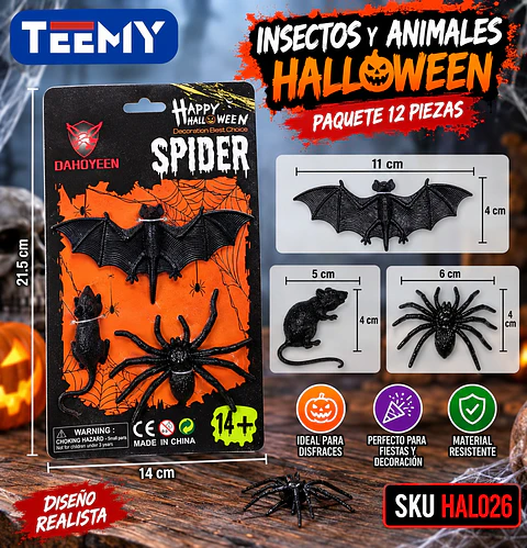ARAÑAS HALLOWEEN, PAQUETE 12 PIEZAS (HAL026)