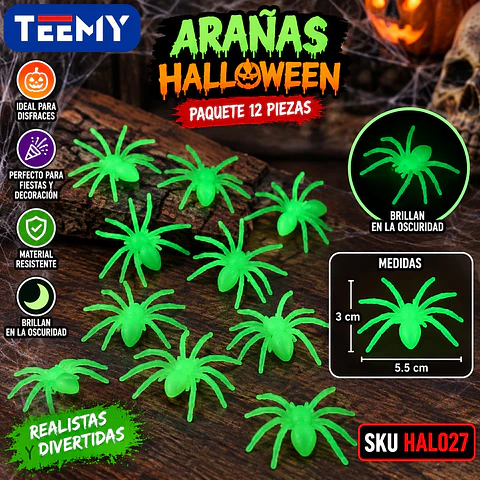 ARAÑAS HALLOWEEN, PAQUETE 12 PIEZAS (HAL027)