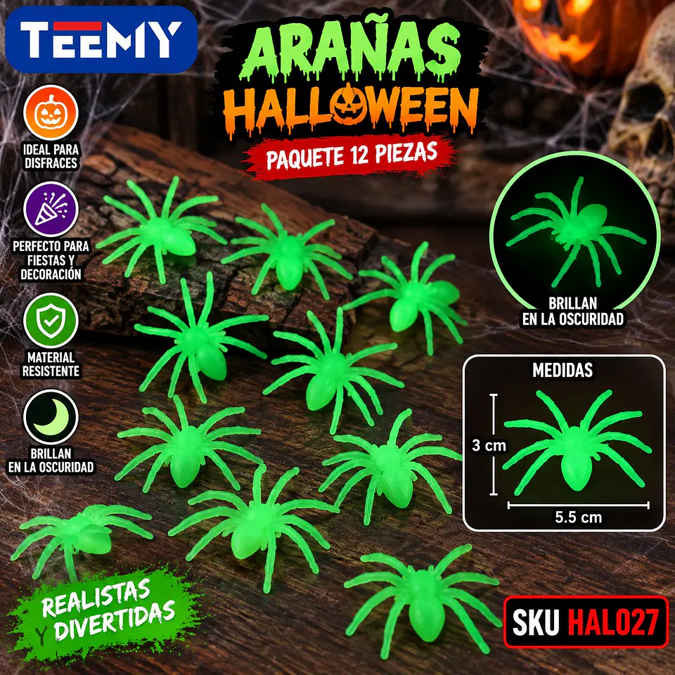 ARAÑAS HALLOWEEN, PAQUETE 12 PIEZAS (HAL027) 1