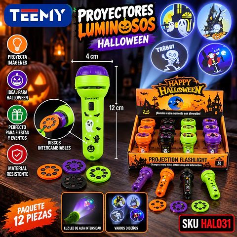 PROYECTORES LUMINOSOS HALLOWEEN PAQUETE 12 PIEZAS  (HAL031)