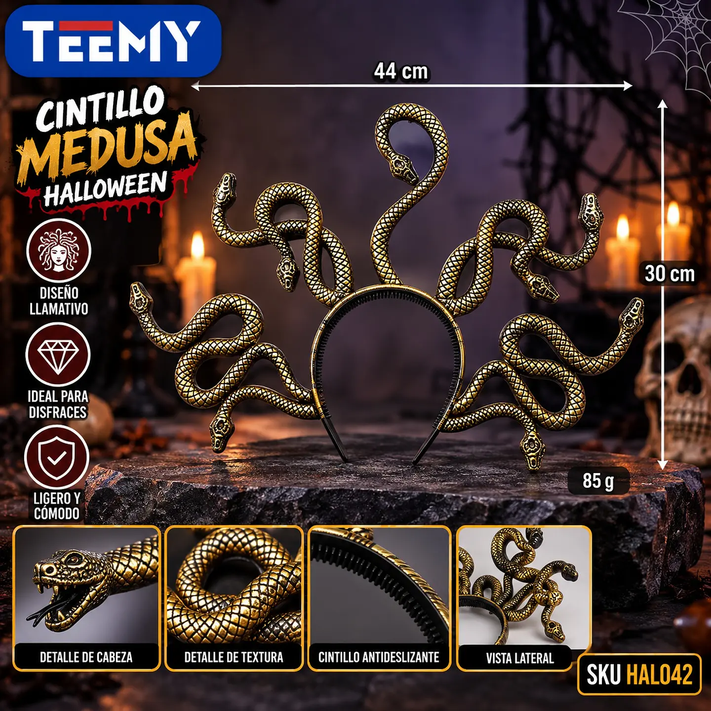 CINTILLO MEDUSA HALLOWEEN, 3 DEL MISMO POR MAYOR  (HAL042) 1