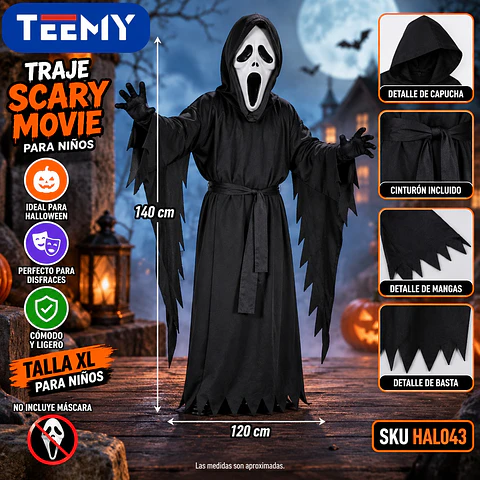 TRAJE SCARY MOVIE TALLA XL PARA NIÑOS , 3 DEL MISMO POR MAYOR  (HAL043)