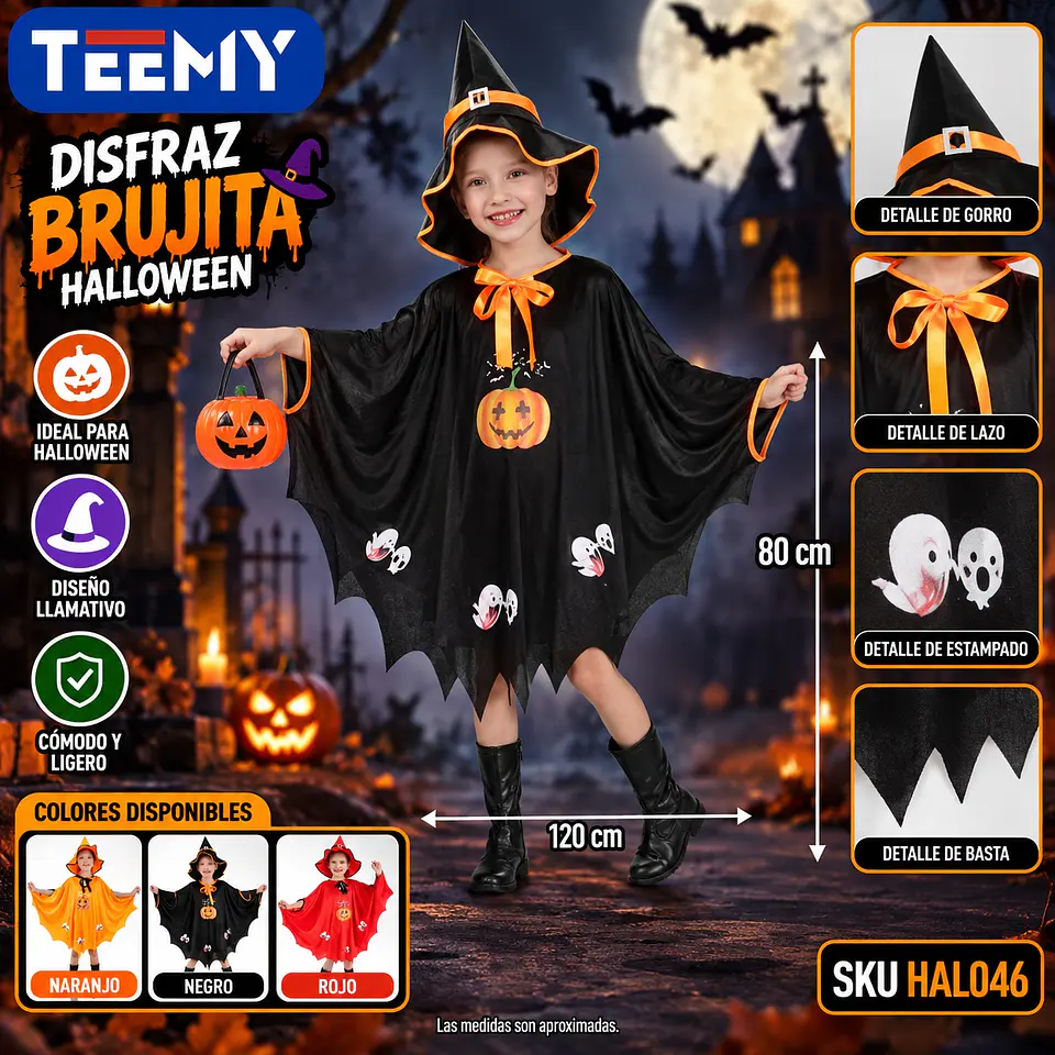 DISFRAZ BRUJITA HALLOWEEN , 3 DEL MISMO POR MAYOR  (HAL046) 1