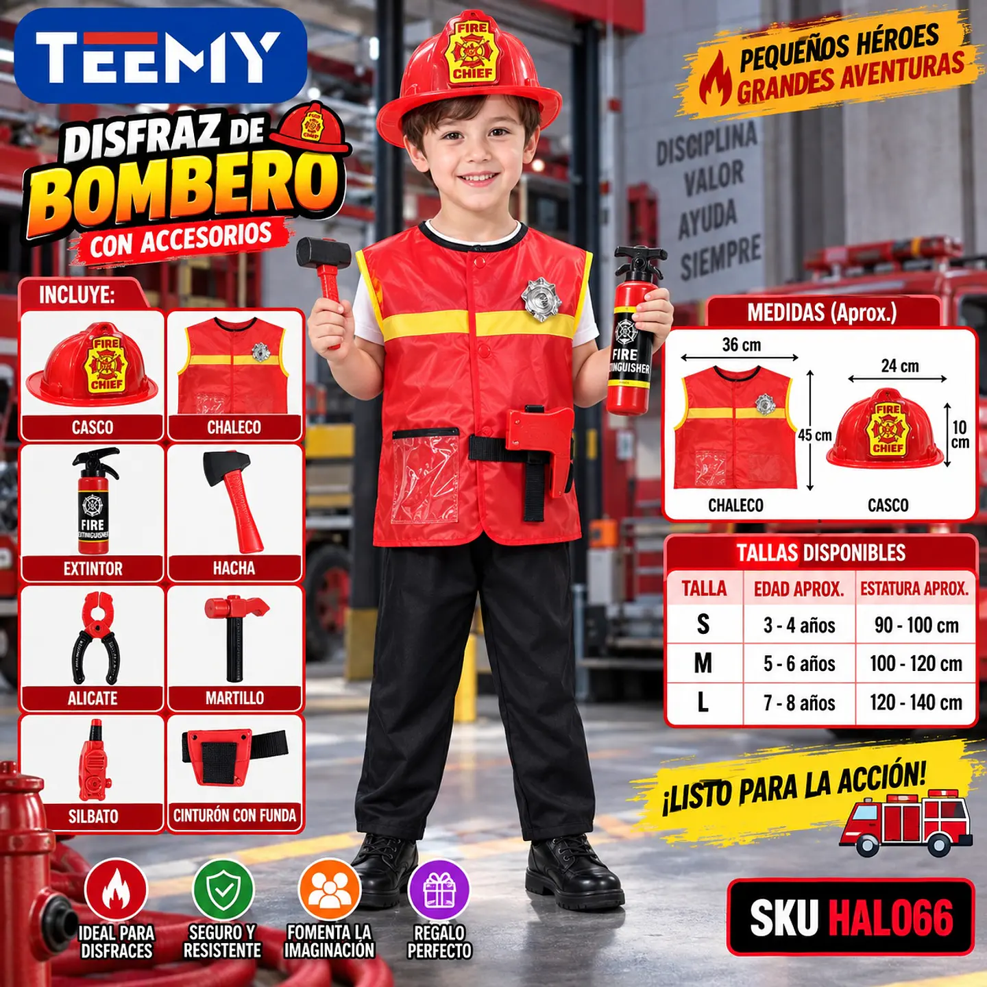 DISFRAZ DE BOMBERO 3 DEL MISMO POR MAYOR  (HAL066) 1