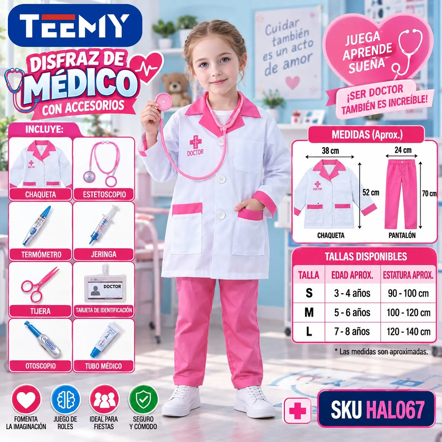 DISFRAZ DE MEDICO 3 DEL MISMO POR MAYOR  (HAL067) 1