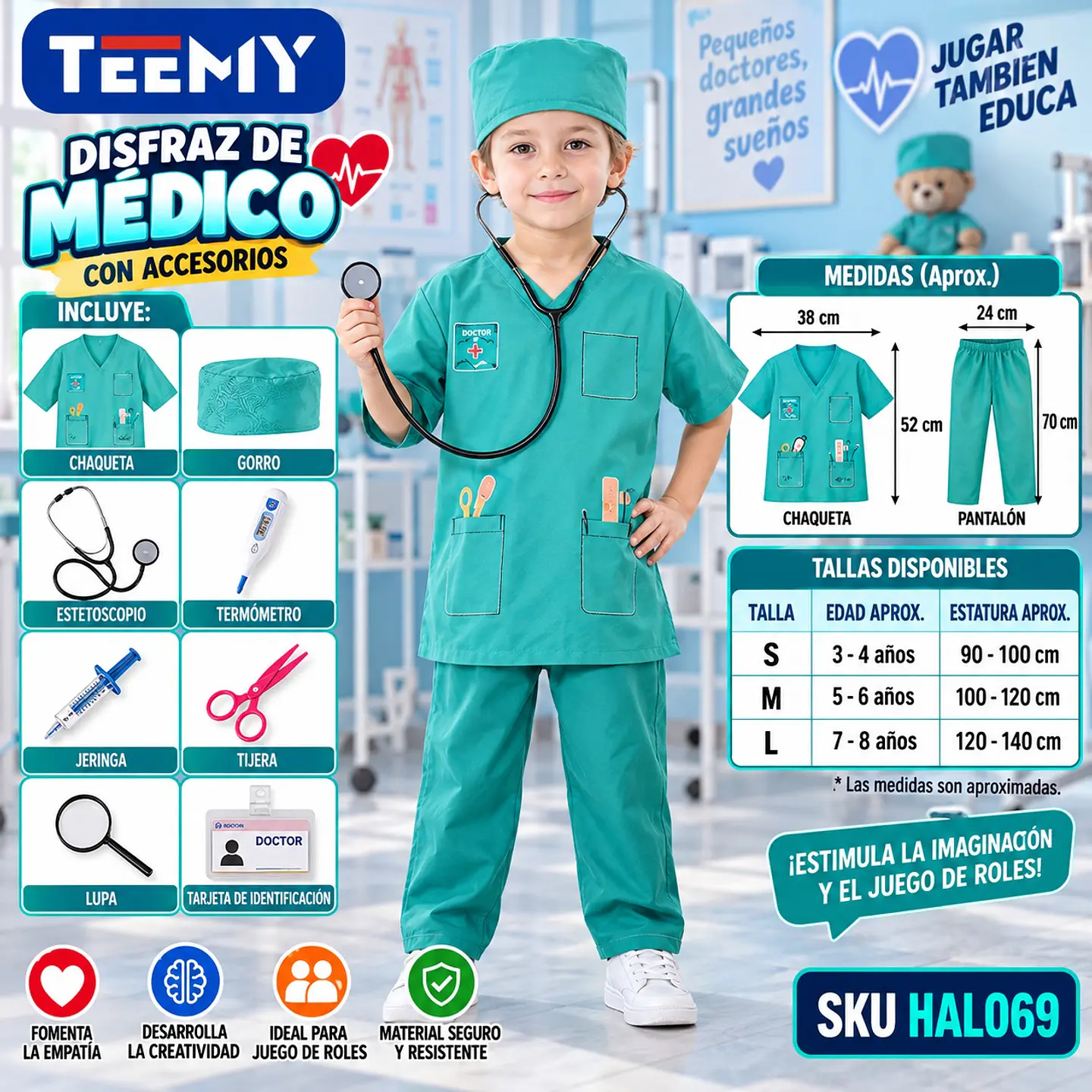 DISFRAZ DE MEDICO 3 DEL MISMO POR MAYOR  (HAL069) 1
