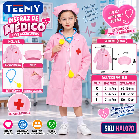 DISFRAZ DE MEDICO 3 DEL MISMO POR MAYOR  (HAL070)