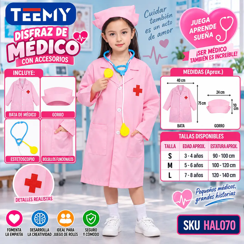 DISFRAZ DE MEDICO 3 DEL MISMO POR MAYOR  (HAL070) 1
