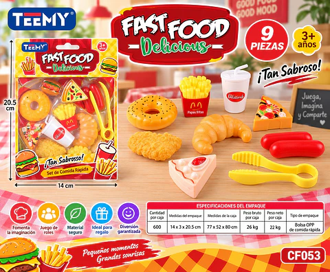 JUGUETE COMIDA PAQUETE 12 PIEZAS (CF053)