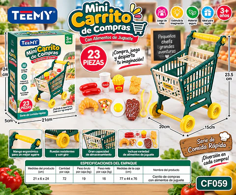 CARRITO SUPERMERCADO 23 PIEZAS, 3 DEL MISMO POR MAYOR (CF059)