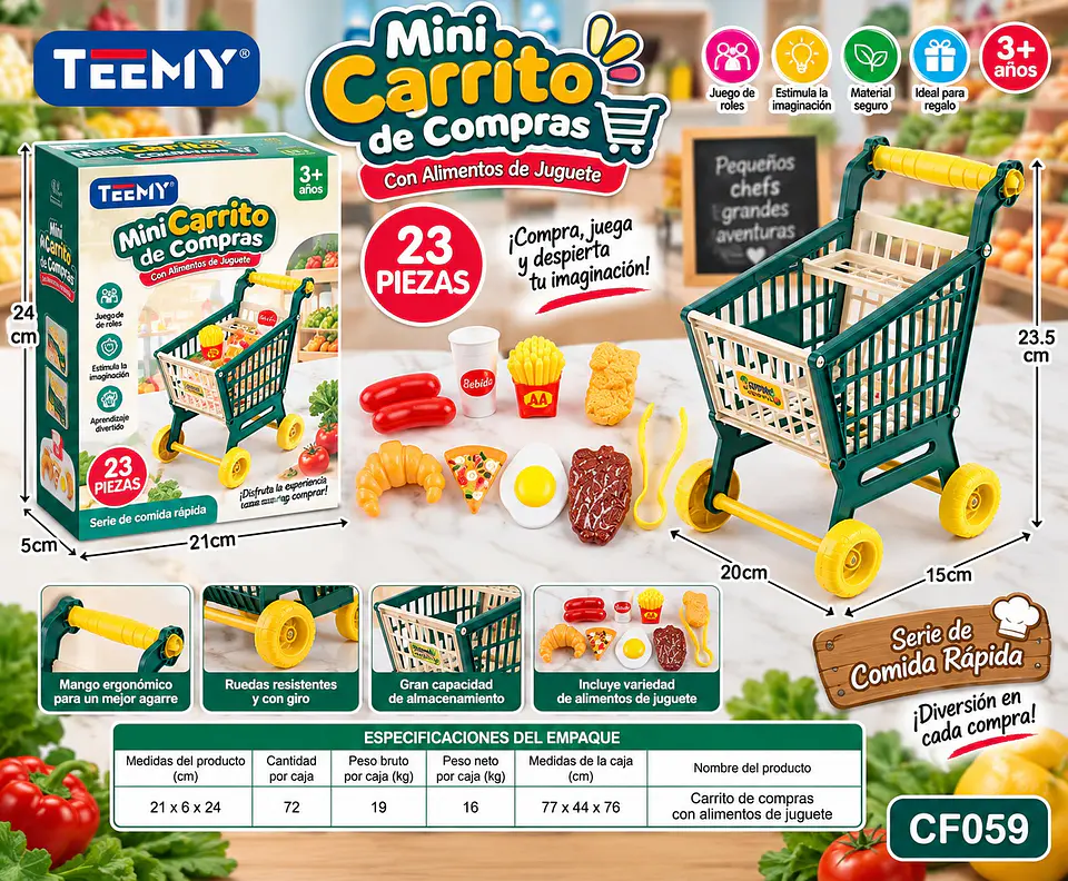 CARRITO SUPERMERCADO 23 PIEZAS, 3 DEL MISMO POR MAYOR (CF059) 1