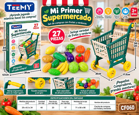 CARRITO SUPERMERCADO 27 PIEZAS, 3 DEL MISMO POR MAYOR (CF060)