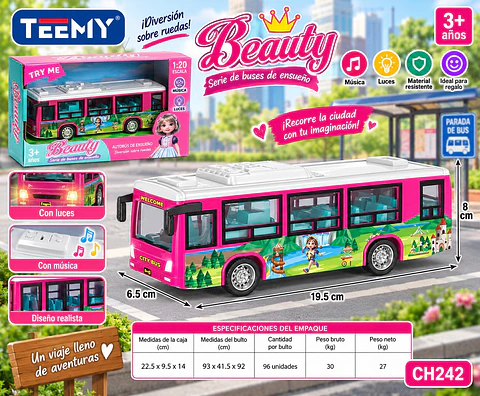 BUS CON SONIDO Y LUCES, 3 DEL MISMO POR MAYOR (CH242)